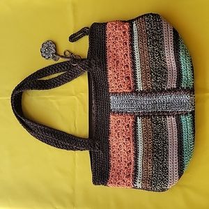 Sak Brand Multi-Colored, Striped Crocheted Purse is - Part of the Cambria Line